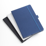 Carnet en RPET avec ruban et support pour stylo A5 pages lisses vue plusieurs couleurs