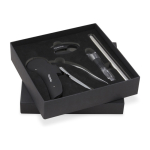 Set de vin glamour en acier inoxydable avec 3 fonctions couleur noir vue avec impression