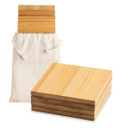 Set de 4 sous-verres en bambou avec un sac en coton inclus