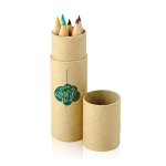 Étui en carton rond avec 6 crayons de couleur en bois