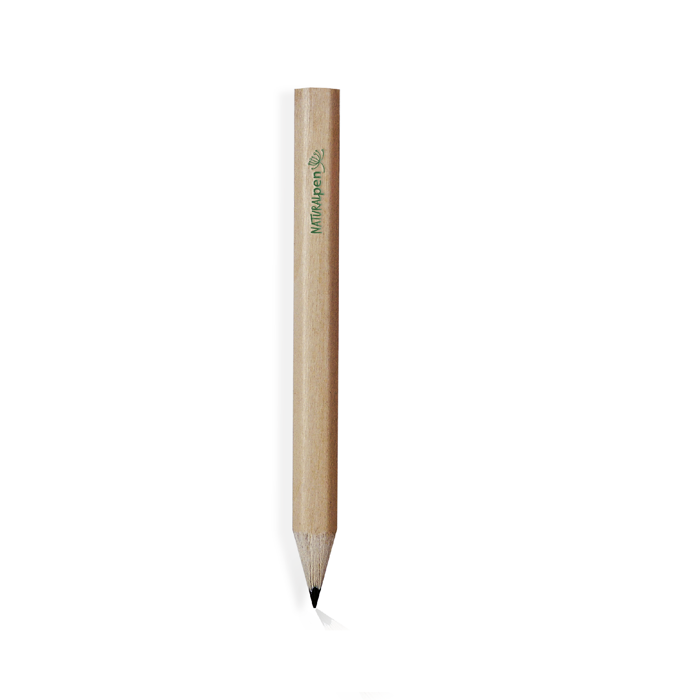 Crayon en charbon de bois taille mini avec corps en bois clair couleur marron clair vue avec impression