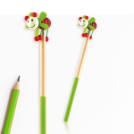 Crayon bicolore pour enfant avec figurines amusantes à une extrémité couleur vert clair vue avec impression