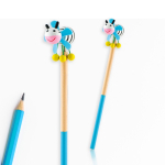 Crayon bicolore pour enfant avec figurines amusantes à une extrémité couleur bleu ciel