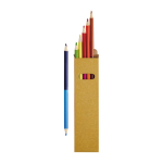 Boîte en carton avec fenêtre avec six crayons bicolores amusants couleur naturel vue avec impression