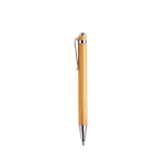 Crayon en bambou avec clip métallique et encre à écriture infinie couleur marron clair vue avec impression