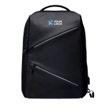 Sac à dos PC antivol en polyester et bandes réfléchissantes 15,6'' couleur noir vue avec impression