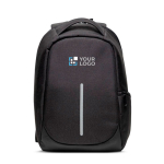 Sac à dos antivol en nylon pour ordinateur avec poche arrière 15,6” couleur noir vue avec impression