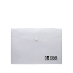 Porte-documents avec fermeture à bouton pour feuilles A4 couleur transparent vue avec impression
