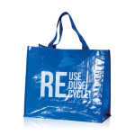 Sac de courses en nylon brillant et résistant 120 g/m² couleur bleu roi vue avec impression