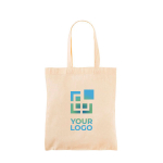 Sac de courses en coton idéal pour transporter des objets 105 g/m² couleur beige vue avec impression
