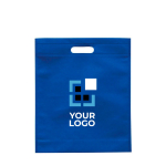 Sac en non-tissé disponible en plusieurs couleurs avec poignée 80 g/m² couleur bleu roi vue avec impression