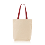 Sac en coton avec soufflet inférieur et poignées colorées 180 g/m² couleur rouge