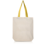 Sac en coton avec soufflet inférieur et poignées colorées 180 g/m² couleur jaune