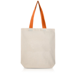 Sac en coton avec soufflet inférieur et poignées colorées 180 g/m² couleur orange