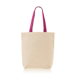 Sac en coton avec soufflet inférieur et poignées colorées 180 g/m² couleur rose