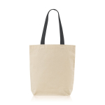 Sac en coton avec soufflet inférieur et poignées colorées 180 g/m² couleur gris foncé