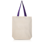 Sac en coton avec soufflet inférieur et poignées colorées 180 g/m² couleur violet