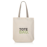 Sac en coton avec soufflet inférieur et poignées colorées 180 g/m² couleur kaki vue du logo imprimé