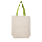 Sac en coton avec soufflet inférieur et poignées colorées 180 g/m² couleur vert clair
