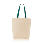 Sac en coton avec soufflet inférieur et poignées colorées 180 g/m² couleur vert foncé