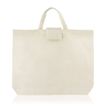 Sac pliable pour courses en coton avec poignées courtes 110 g/m² couleur beige