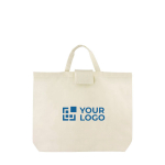 Sac pliable pour courses en coton avec poignées courtes 110 g/m² couleur beige vue avec impression