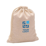 Sac en coton 100 % avec fermeture par cordon et nœud 180 g/m² couleur beige vue avec impression