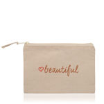 Petit sac coton idéal pour cosmétiques avec fermeture éclair 310 g/m² couleur beige