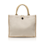 Sac en coton et jute avec bouton de fermeture et poignées 310 g/m² couleur beige