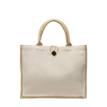 Sac en coton et jute avec bouton de fermeture et poignées 310 g/m² couleur beige vue avec impression