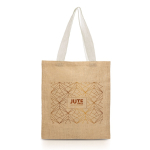 Sac de courses en jute avec poignées en coton 265 g/m² couleur beige vue avec impression