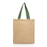Sac de courses en jute avec poignées en coton 265 g/m² couleur vert olive