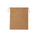 Petit sac en jute couleur naturelle avec deux cordons de nœuds couleur marron clair