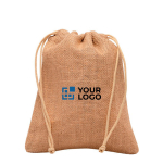 Sac artisanat en jute avec deux attaches intégrées couleur marron clair vue avec impression