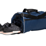 Sac de sport en polyester 600D avec poche pour chaussures couleur bleu marine vue avec impression