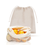 Sac en coton avec un côté en maille en forme de filet 140 g/m² couleur beige