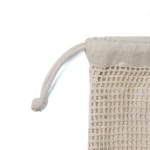 Sac en coton avec un côté en maille en forme de filet 140 g/m² couleur beige vue avec impression