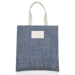Sac en jute avec anses en coton et tissu à finition en zigzag couleur bleu roi