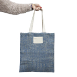 Sac en jute avec anses en coton et tissu à finition en zigzag couleur bleu roi vue détaillée 1