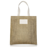 Sac en jute avec anses en coton et tissu à finition en zigzag couleur vert olive