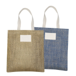 Sac en jute avec anses en coton et tissu à finition en zigzag vue détaillée 7