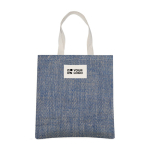 Sac en jute avec anses en coton et tissu à finition en zigzag vue avec impression