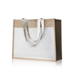 Sac en jute et coton résistant jusqu'à 11 kg avec poche avant couleur beige