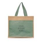 Sac en jute et coton résistant jusqu'à 11 kg avec poche avant vue avec impression