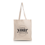 Sac en coton bio à soufflet et longues anses 220 g/m² couleur beige