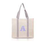 Sac en coton naturel avec anses de différentes couleurs 300 g/m2 couleur bleu roi vue avec impression