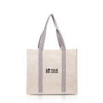 Sac en coton naturel avec anses de différentes couleurs 300 g/m2 vue avec impression