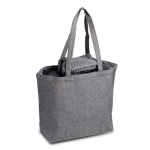 Grand sac en coton recyclé effet chiné avec soufflet 280 g/m² couleur noir vue avec impression