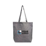 Sac pliable en coton recyclé avec poche intérieure 190 g/m² couleur noir vue avec impression