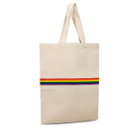 Sac en coton naturel avec bande multicolore et poignées 180 g/m² couleur beige